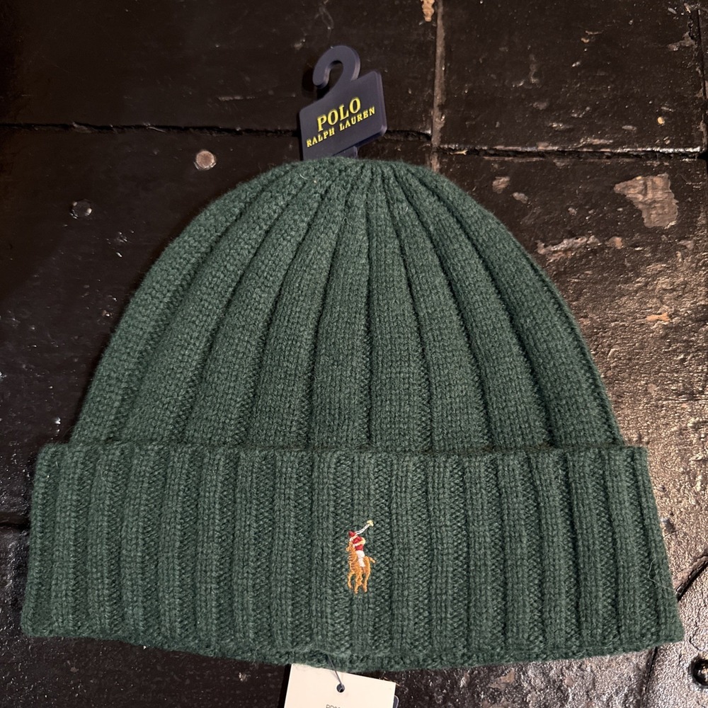 Polo Ralph Lauren Men's Signature Merino Cuffed Beanie - Hunter Green Winter Hat
